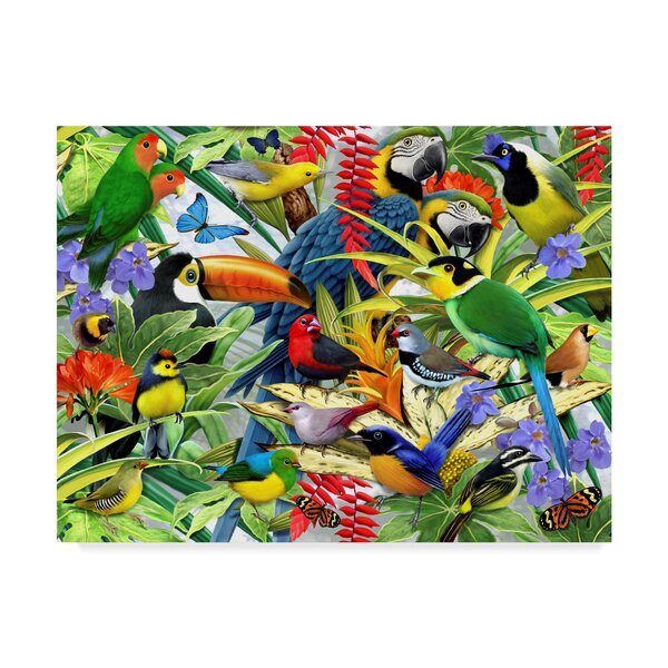 Trademark Art 'Tropical Birds' Acrylic Painting Print on Wrapped Canvas